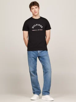 T-Shirty*Tommy Hilfiger T-shirt O Wąskim Kroju Z Logo BLACK