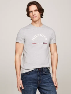 T-Shirty*Tommy Hilfiger T-shirt O Wąskim Kroju Z Logo LIGHT GREY HEATHER