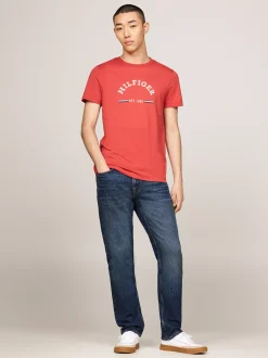 T-Shirty*Tommy Hilfiger T-shirt O Wąskim Kroju Z Logo TERRA RED