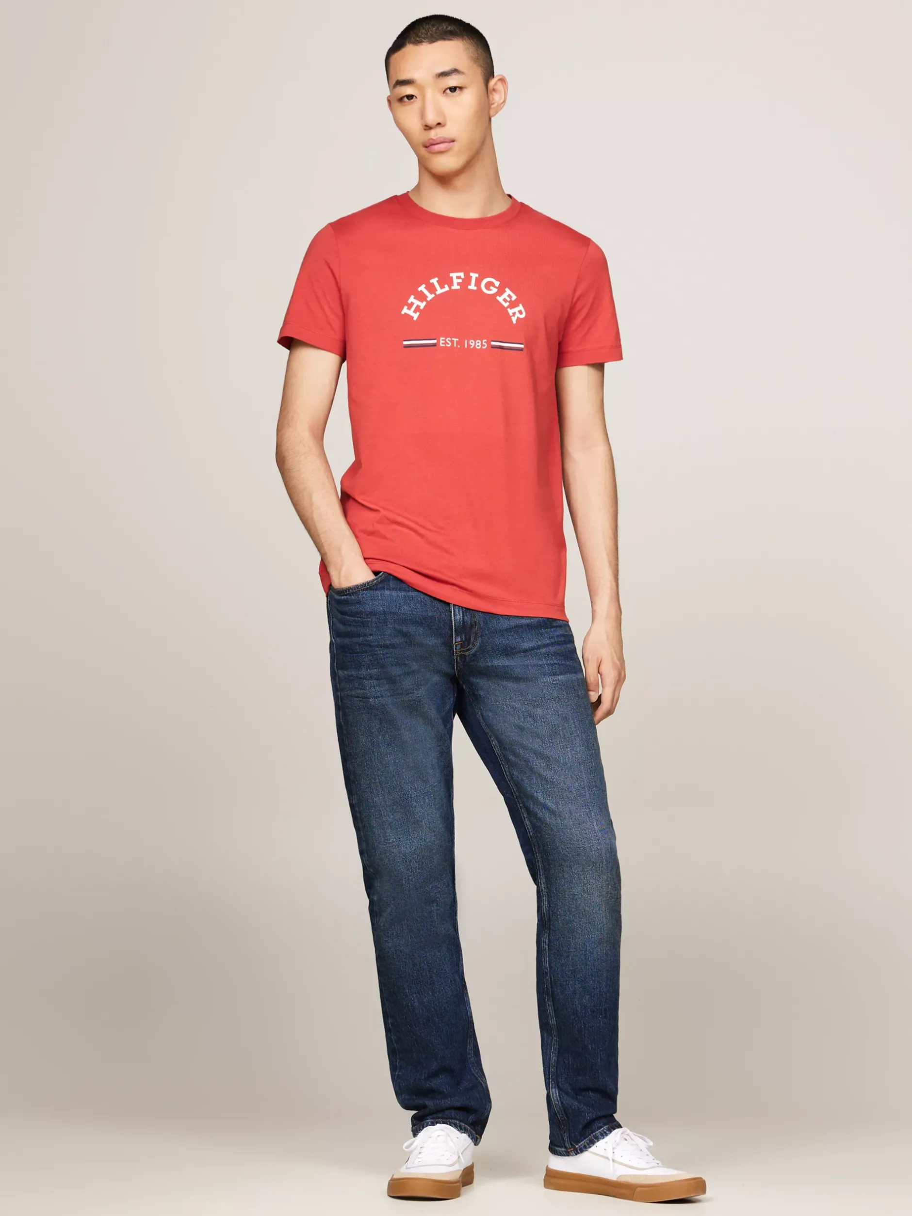 T-Shirty*Tommy Hilfiger T-shirt O Wąskim Kroju Z Logo TERRA RED