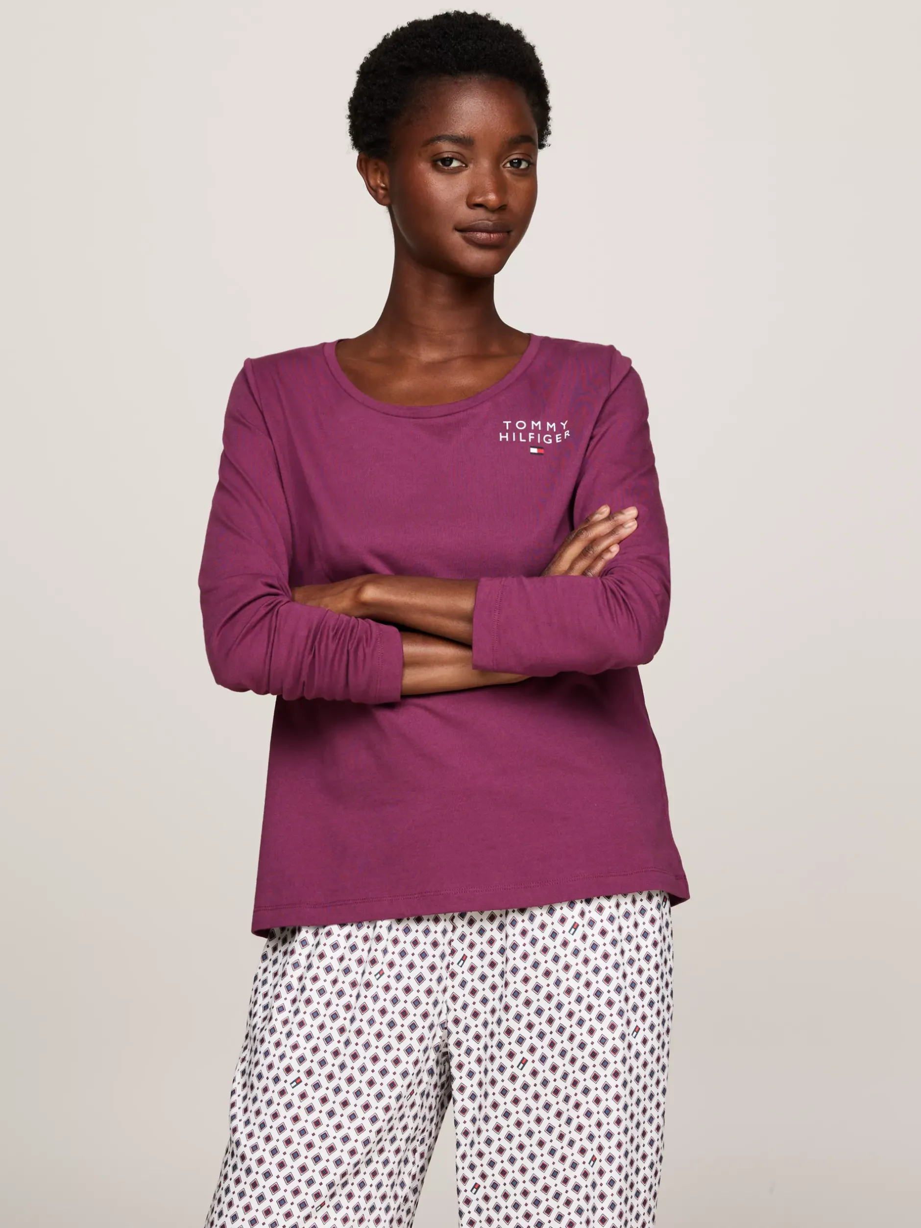 Stroje Domowe*Tommy Hilfiger T-shirt Od Piżamy TH Original HERITAGE PLUM