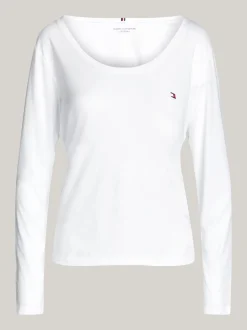 Stroje Domowe*Tommy Hilfiger T-shirt Od Piżamy Z Długim Rękawem I Logo TH WHITE