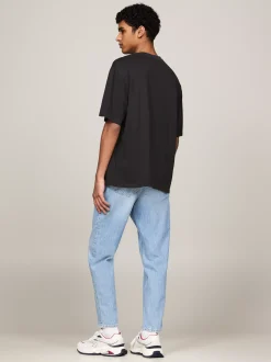 T-Shirty*Tommy Hilfiger T-shirt Oversize Z Flagą BLACK