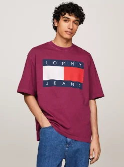 T-Shirty*Tommy Hilfiger T-shirt Oversize Z Flagą VALLEY GRAPE