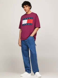 T-Shirty*Tommy Hilfiger T-shirt Oversize Z Flagą VALLEY GRAPE