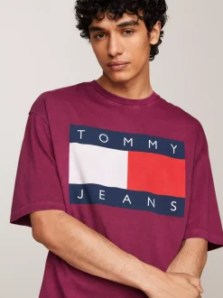 T-Shirty*Tommy Hilfiger T-shirt Oversize Z Flagą VALLEY GRAPE