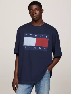 T-Shirty*Tommy Hilfiger T-shirt Oversize Z Flagą Tommy DARK NIGHT NAVY MELANGE