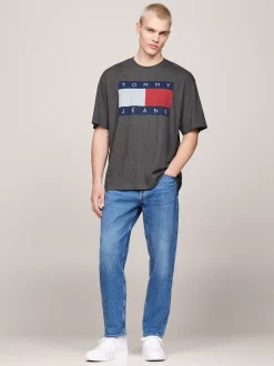 T-Shirty*Tommy Hilfiger T-shirt Oversize Z Flagą Tommy NEW CHARCOAL MELANGE