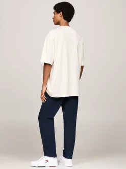 T-Shirty*Tommy Hilfiger T-shirt Oversize Z Flagą Tommy ANCIENT WHITE MELANGE