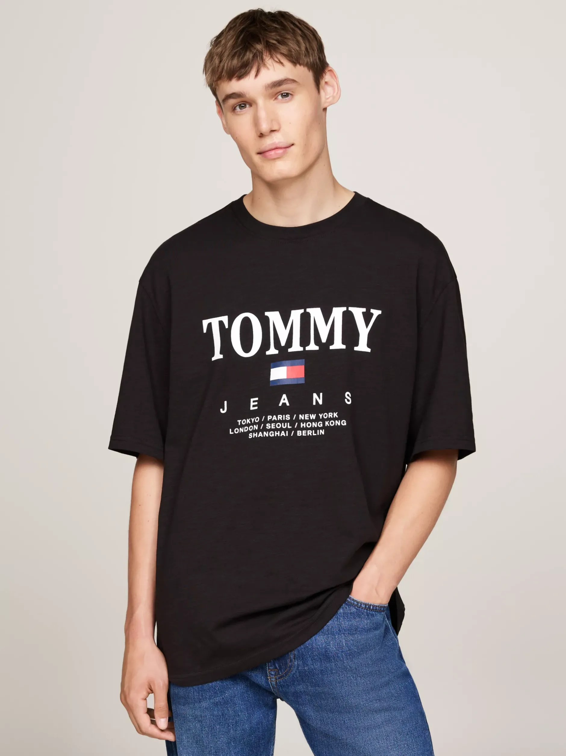 T-Shirty*Tommy Hilfiger T-shirt Oversize Z Logo BLACK