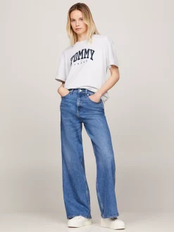 T-Shirty*Tommy Hilfiger T-shirt Oversize Z Logo W Stylu Varsity SILVER GREY HTR