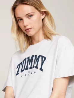 T-Shirty*Tommy Hilfiger T-shirt Oversize Z Logo W Stylu Varsity SILVER GREY HTR