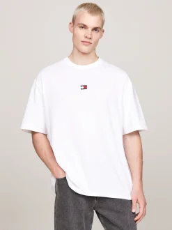 T-Shirty*Tommy Hilfiger T-shirt Oversize Z Naszywką Tommy WHITE