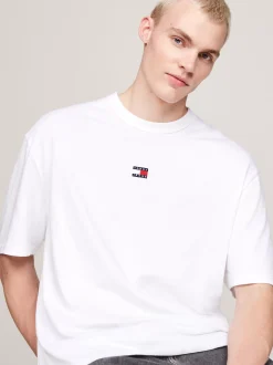 T-Shirty*Tommy Hilfiger T-shirt Oversize Z Naszywką Tommy WHITE