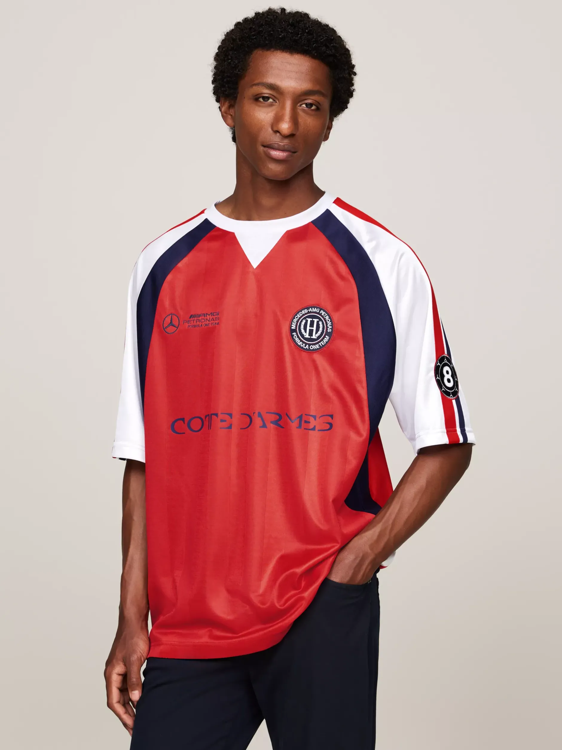 T-Shirty*Tommy Hilfiger T-shirt Piłkarski Tommy X Mercedes F1 X CR DEEP CRIMSON