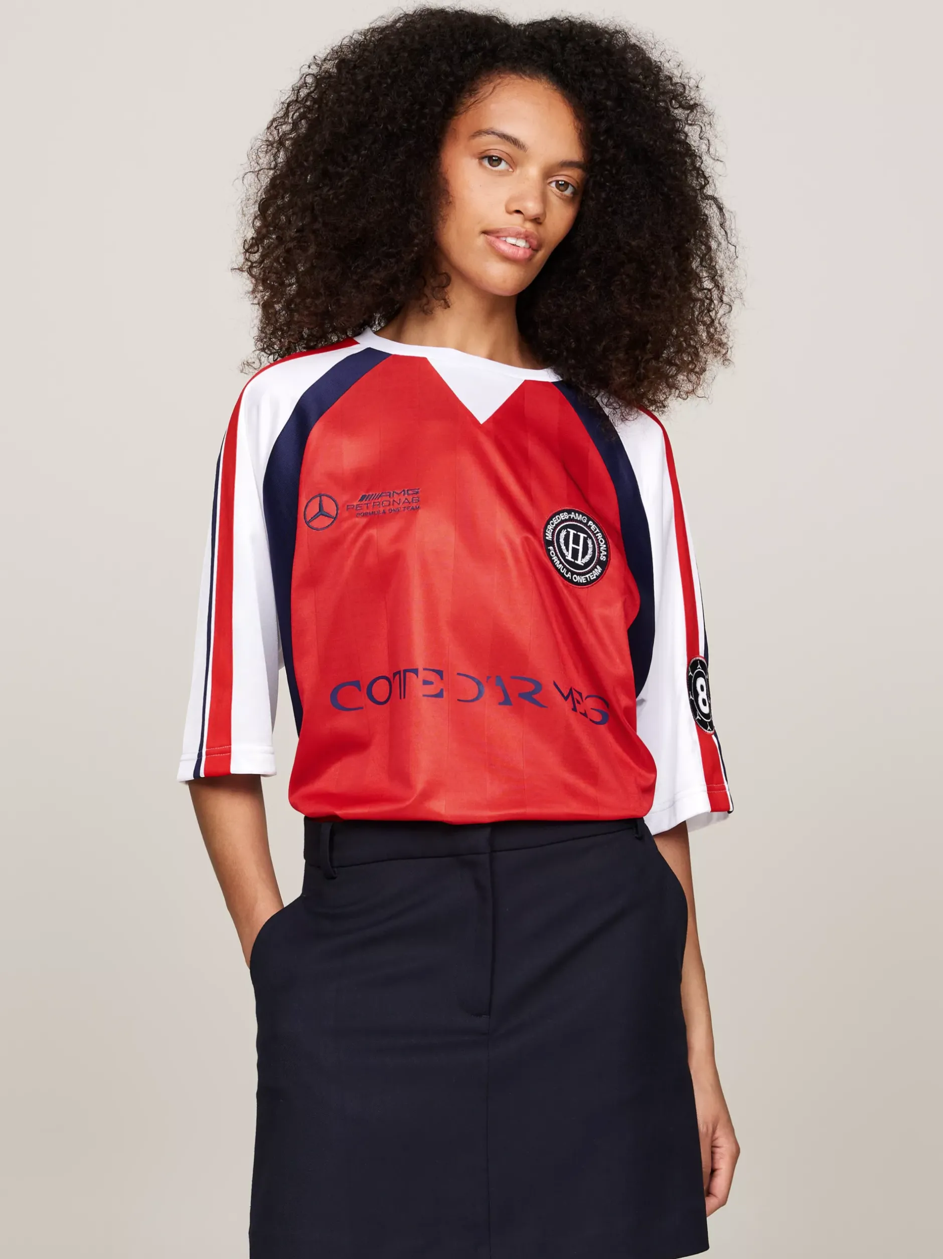 T-Shirty*Tommy Hilfiger T-shirt Piłkarski Tommy X Mercedes F1 X CR DEEP CRIMSON
