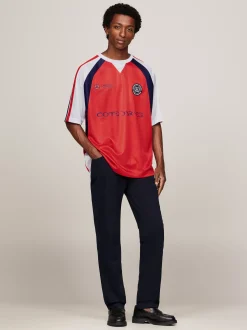 T-Shirty*Tommy Hilfiger T-shirt Piłkarski Tommy X Mercedes F1 X CR DEEP CRIMSON