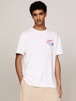 T-Shirty*Tommy Hilfiger T-shirt Plus Z Okrągłym Dekoltem I Logo WHITE