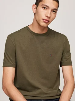 T-Shirty*Tommy Hilfiger T-shirt Pochłaniający Wilgoć ARMY GREEN