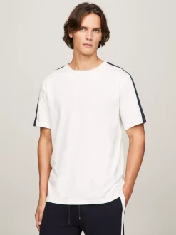 Stroje Domowe*Tommy Hilfiger T-shirt TH Established Z Lampasami ECRU