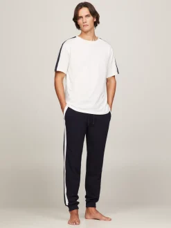 Stroje Domowe*Tommy Hilfiger T-shirt TH Established Z Lampasami ECRU