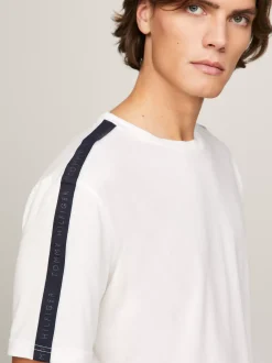Stroje Domowe*Tommy Hilfiger T-shirt TH Established Z Lampasami ECRU
