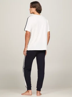 Stroje Domowe*Tommy Hilfiger T-shirt TH Established Z Lampasami ECRU