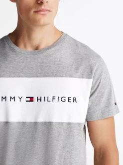 Stroje Domowe*Tommy Hilfiger T-shirt TH Original Z Blokami Kolorów LIGHT GREY HEATHER