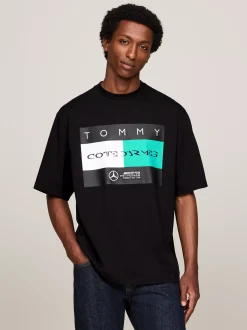 T-Shirty*Tommy Hilfiger T-shirt Tommy X Mercedes F1 X CR Z Logo Z Flagą BLACK