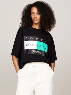 T-Shirty*Tommy Hilfiger T-shirt Tommy X Mercedes F1 X CR Z Logo Z Flagą BLACK