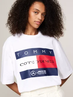 T-Shirty*Tommy Hilfiger T-shirt Tommy X Mercedes F1 X CR Z Logo Z Flagą WHITE