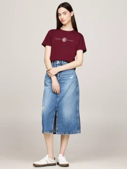 T-Shirty*Tommy Hilfiger T-shirt Varsity Z Okrągłym Dekoltem DEEP ROUGE