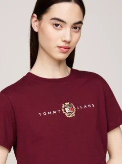 T-Shirty*Tommy Hilfiger T-shirt Varsity Z Okrągłym Dekoltem DEEP ROUGE