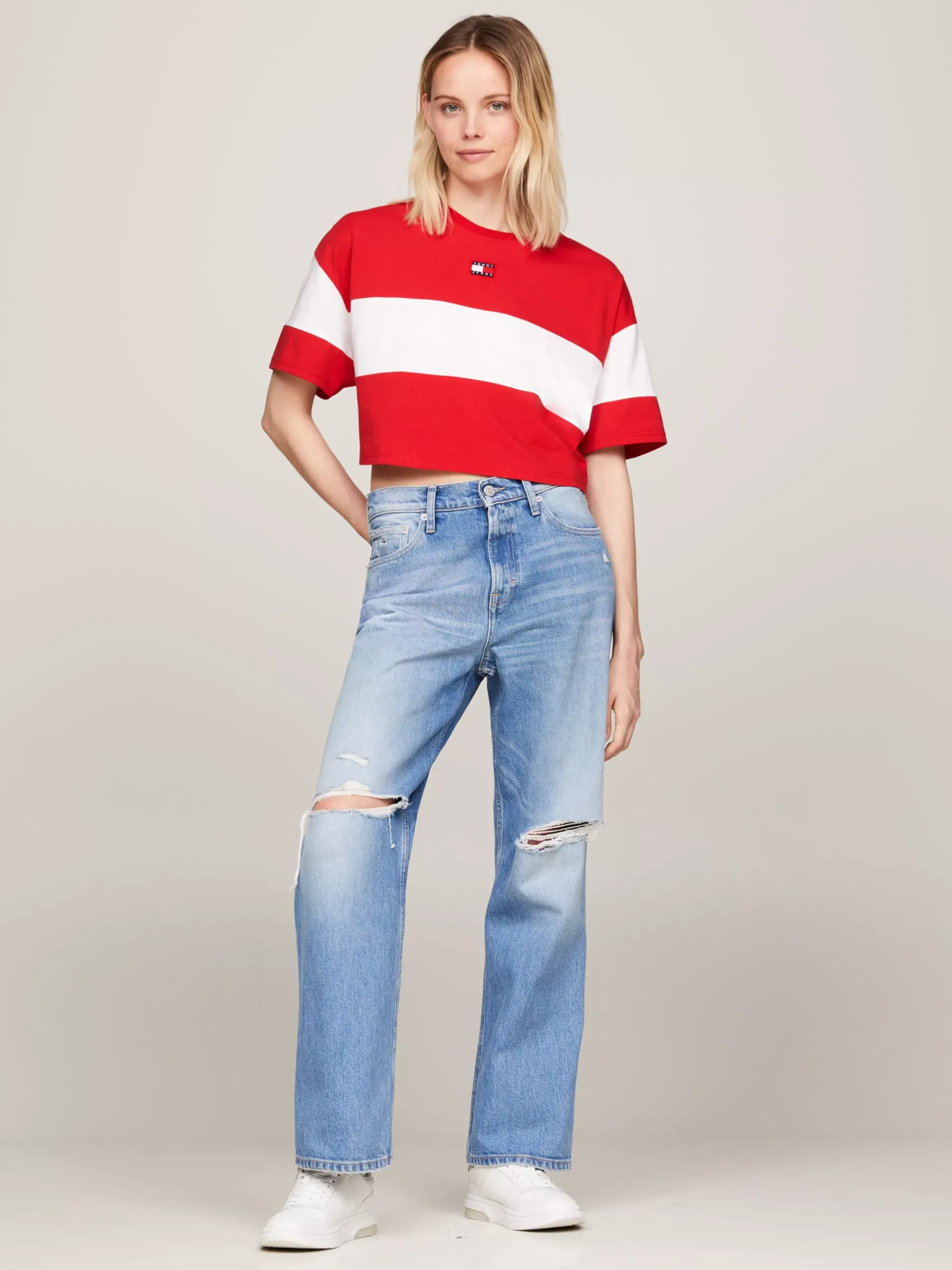 T-Shirty*Tommy Hilfiger T-shirt W Bloki Kolorów Z Naszywką DEEP CRIMSON / MULTI