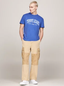 T-Shirty*Tommy Hilfiger T-shirt W Uczelnianym Stylu Z Efektem Sprania BRIGHT BLUE