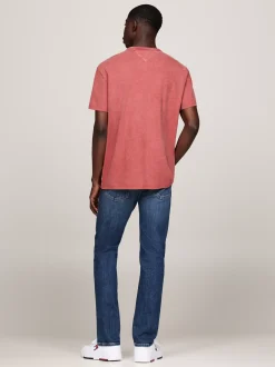 T-Shirty*Tommy Hilfiger T-shirt W Uczelnianym Stylu Z Efektem Sprania REGATTA RED