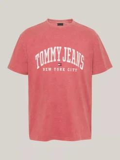 T-Shirty*Tommy Hilfiger T-shirt W Uczelnianym Stylu Z Efektem Sprania REGATTA RED