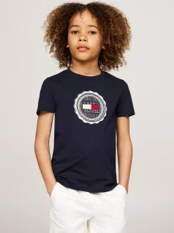 T-Shirty I Koszulki Polo*Tommy Hilfiger T-shirt Z Aplikacją W Kształcie Pieczęci DESERT SKY