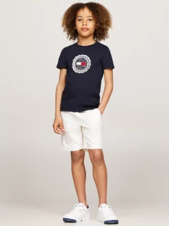 T-Shirty I Koszulki Polo*Tommy Hilfiger T-shirt Z Aplikacją W Kształcie Pieczęci DESERT SKY