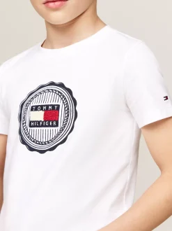T-Shirty I Koszulki Polo*Tommy Hilfiger T-shirt Z Aplikacją W Kształcie Pieczęci WHITE