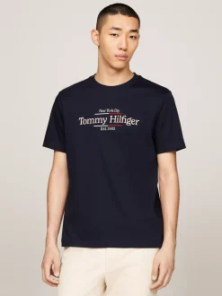 T-Shirty*Tommy Hilfiger T-shirt Z Bawełny Interlock Z Logo DESERT SKY