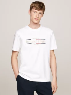 T-Shirty*Tommy Hilfiger T-shirt Z Bawełny Interlock Z Logo WHITE