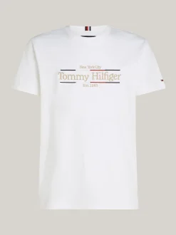 T-Shirty*Tommy Hilfiger T-shirt Z Bawełny Interlock Z Logo WHITE