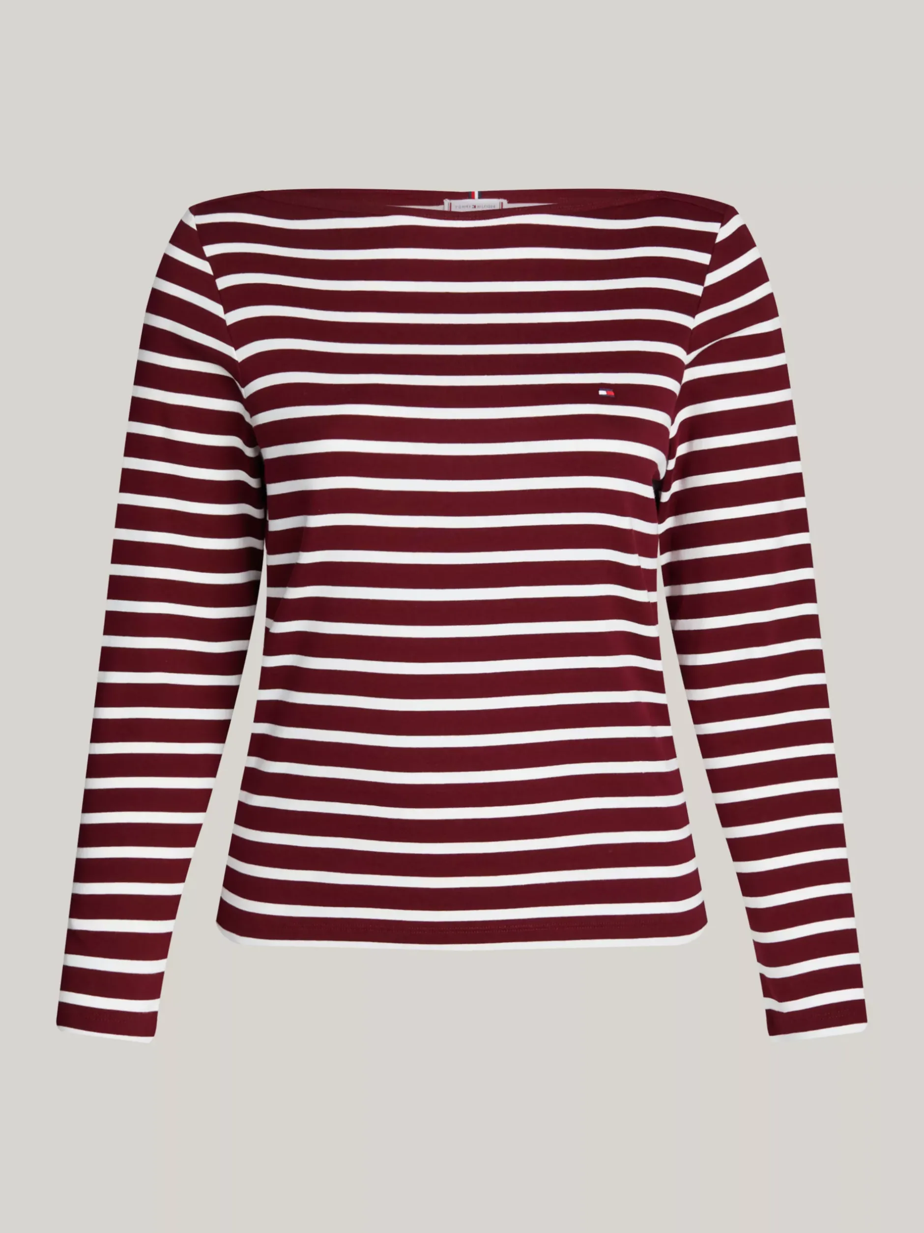 T-Shirty*Tommy Hilfiger T-shirt Z Dekoltem W łódkę Curve BRETON STP DEEP ROUGE/ ECRU