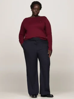 T-Shirty*Tommy Hilfiger T-shirt Z Dekoltem W łódkę Curve DEEP ROUGE