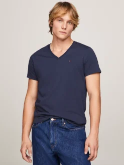 T-Shirty*Tommy Hilfiger T-shirt Z Dekoltem W Kształcie Litery V BLACK IRIS