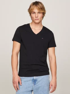 T-Shirty*Tommy Hilfiger T-shirt Z Dekoltem W Kształcie Litery V TOMMY BLACK