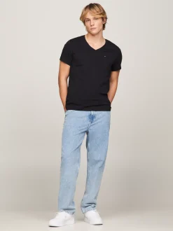 T-Shirty*Tommy Hilfiger T-shirt Z Dekoltem W Kształcie Litery V TOMMY BLACK