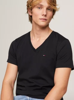 T-Shirty*Tommy Hilfiger T-shirt Z Dekoltem W Kształcie Litery V TOMMY BLACK