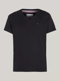 T-Shirty*Tommy Hilfiger T-shirt Z Dekoltem W Kształcie Litery V TOMMY BLACK